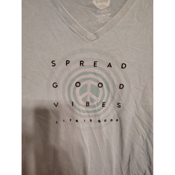 Life is Good XXL Spread Good Vibes Sage Green Long Sleeve T-Shirt, Peace Sign - Picture 2 of 4